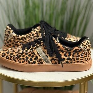 Guess Leopard Print Sneakers with Gold Accents